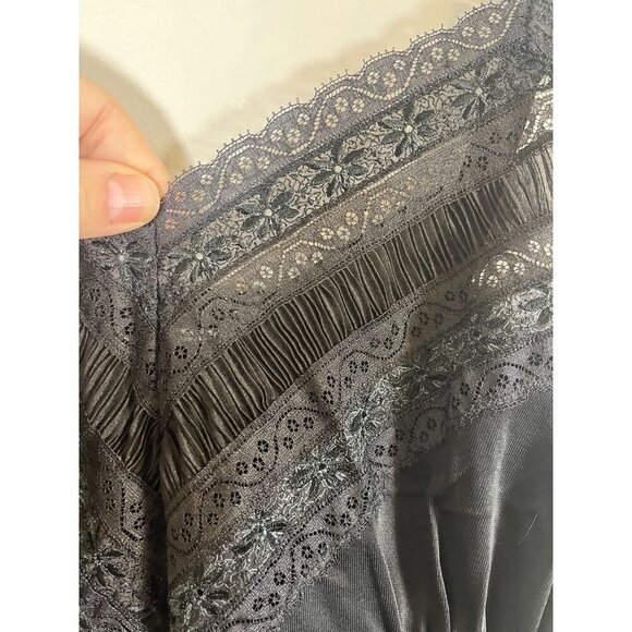 Vintage Floral Lace Lingerie Slip Dress Black 34 Sexy Feminine Grunge 60s Pin Up - Picture 4 of 9
